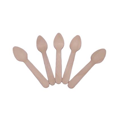 China Flat Birch Wood Spoon Eco-friendly Disposable Convenient 110mm Inexpensive Disposable for sale