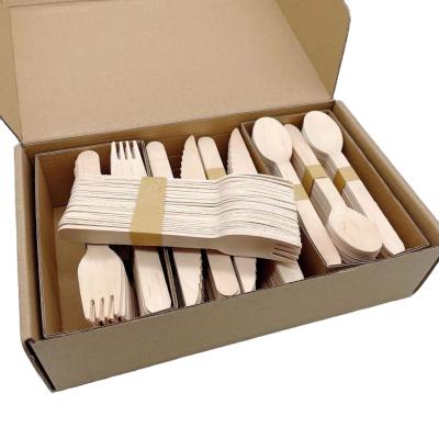 China Birch Wood Cutlery Eco Friendly Disposable Package Wooden Cutlery Set for sale