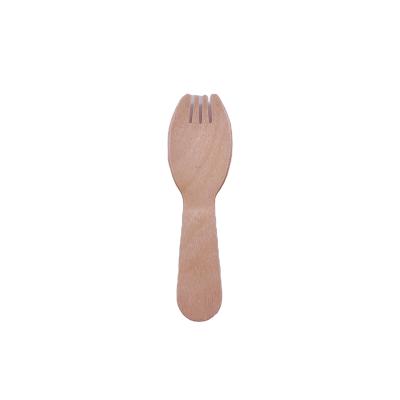 China 95mm wooden spork small disposable eco-friendly biodegradable wooden cutlery for sale