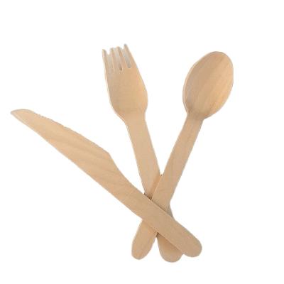 China Yihong China Manufacturer Disposable Wooden Cutlery 160mm Spoon Fork Knife Disposable For Party Tableware Cutlery Set for sale