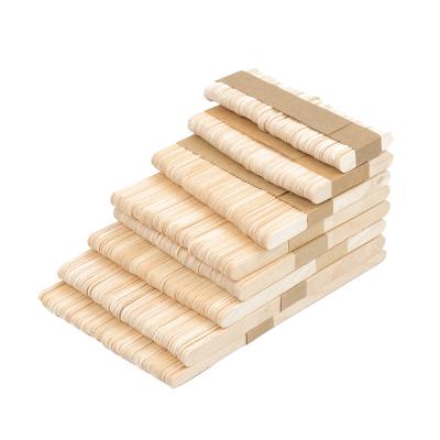 China Sustainable Food Grade Popsicle Sticks Disposable Biodegradable Round Wooden Ice Cream Stick Birch Wooden Spoons Round Popsicle Craft Sticks for sale