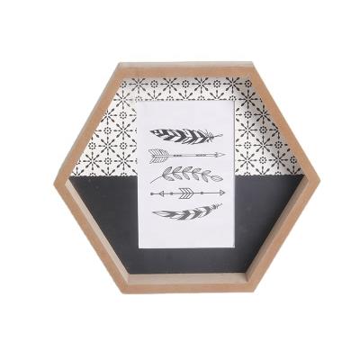 China Picture& display; DIY Poster Hexagon Hanging Decorative Picture Wooden Frame for sale