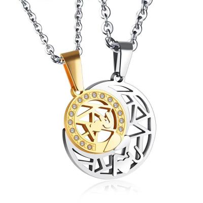 China TRENDY Couples Necklace Stainless Steel Sun Moon Necklace Valentine's Day Gift I Love You for sale