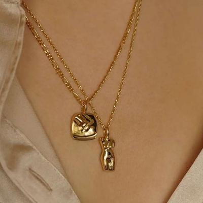 China TRENDY Charm Necklace Stainless Steel 18K Gold Plated Simple Gold Numeral Face Necklace For Women Gift for sale