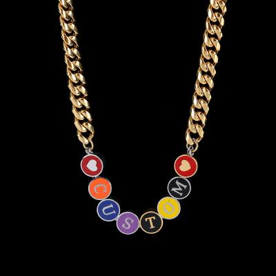 China Wholesale Custom Hiphop Name Necklace With Letters 18k Gold Plated Stainless Steel Initial Necklace Chain for sale