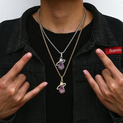 China Environmental Friendly Hip Hop Jewelry Iced Out Purple CZ Cubic Zircon Basketball Hoop Pendants For Necklace Jewelry for sale