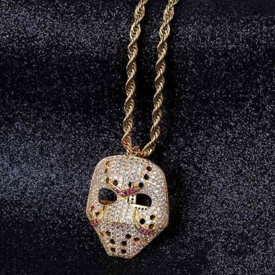 China 2021 Fashion Hip Hop Environmental Friendly Jewelry 18K Gold Plated CZ Iced Out Face Pendant Necklace for sale