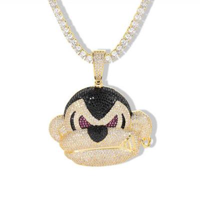 China Fashion Environmental Friendly Ice Out Angry Gorilla CZ Charm Pendant Jewelry Men's Hip Hop Pendants For Necklace for sale