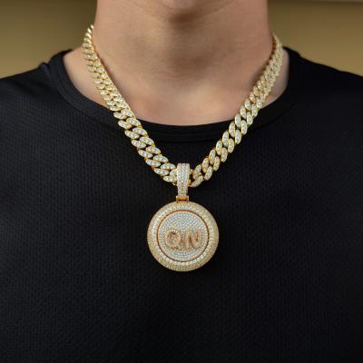 China Hot Selling Environmental Friendly Letter Hip Hop Pendant Jewelry Iced Out Paved Men Charm Necklace Designs Rotate Custom Pendants for sale