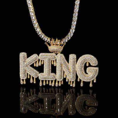 China Hot Sale Environmentally Friendly Iced Out Hip Hop Jewelry Customized LOGO Name Diamond Letter Pendant Necklace for sale