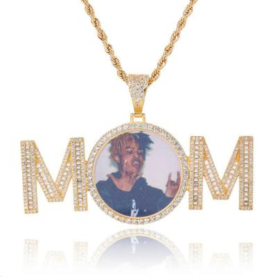 China MOM Environmental Friendly Custom Photo Crystal Rock Sugar Letters Stitching Round Picture Zircon Hip Dangle Jewelry for sale