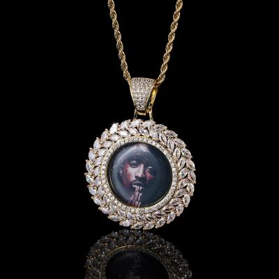 China Environmental Friendly Iced Out CZ Photo Pendants Custom Gold Plated Iced Out Chain With Pendant for sale