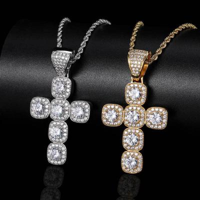 China 3A Zircon Diamond Jewelry Classic Gold Cross Hip Hop Jewelry Crystal Suga Pendant Charm Environmental Friendly for sale