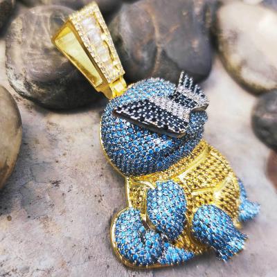 China Cute Fashion Jewelry Anime Men's Pendant Jewelry Environmental Friendly Jenny Tortoise Cartoon Pendant Full Diamond Iced Out Zircon Cool for sale