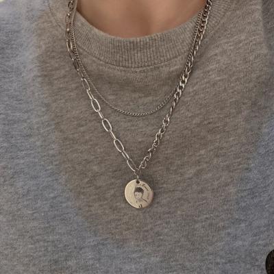 China Wholesale Custom Made Environmental Friendly Double Layer Necklace Stainless Steel Cuban Chain With Pendant Women Jewelry for sale