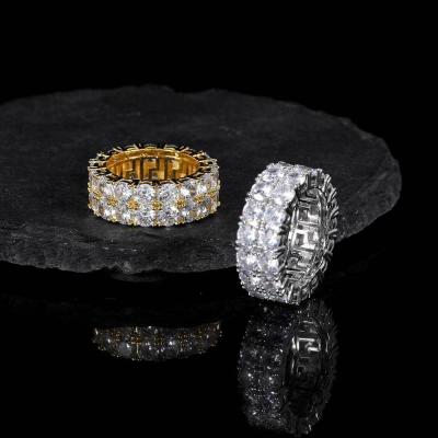 China Fashion Hiphop Rings 18k Gold Plated Zircon Iced Out Women Jewelry Diamond Rings for sale