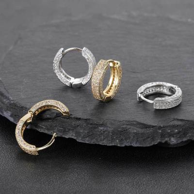 China 2021 Trend Of Hiphop Fashion Earrings Iced Out Diamond White Gold Hoop Earrings For Hip Hop for sale