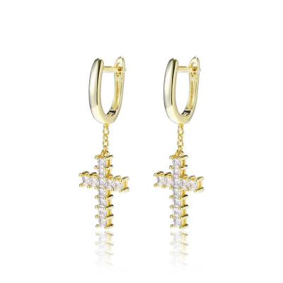 China 2021 Environmental Friendly 18k Gold Earrings Drops Cross Largos Long Chain Aretes Women Men Earrings for sale