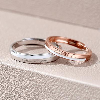 China Silver Matching Rings of Trendy Anillos De Plata 925 FASHIONABLE Sterling Rings Anillos Abiertos Couple for sale