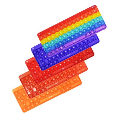 China Kids Educational Toy Keyboard Pop Fidget Toys Silicone Alphabet Printed Rainbow New Bubble Push Sounds Stir Sensory Toys for sale