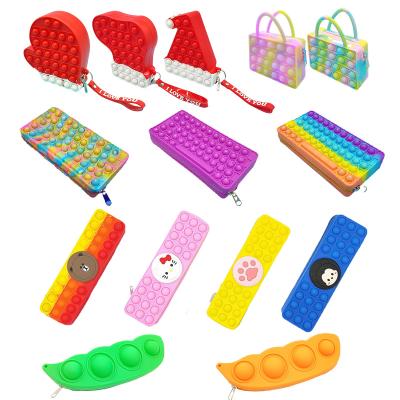 China Wholesale New Silicone Bag Handbag Pouch Pencil Pouch Bubble Snap Anti Stress Sensory Noises Pinch Cases Restless Person Bags for sale