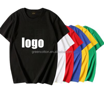 China Anti-wrinkle wholesale cotton plain t-shirt custom 100% LOGO women plus size men's t-shirts printing logo tees for sale