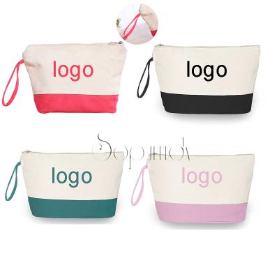 China Ladies Custom Makeup Toiletry Travel Sopurrrdy Canvas Fashion Logo Personalized Luxury Pure Cotton Cosmetic Bags for sale