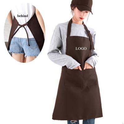 China Wholesale Custom Food Chill DIY Coffee BBQ Logo Cotton Polyester Waterproof Chef Cooking Bib Aprons Kitchen Cleaning Apron for sale