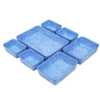 China Viable Felt Seven Piece Desk Divider Organizer Drawer Desk Storage Box Set for sale