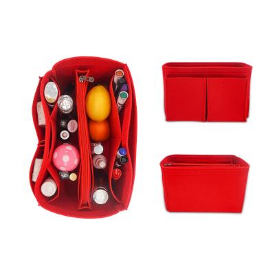 China Factory direct detachable multi-pocket plug-in travel eco-friendly / fashionable / durable felt cosmetic bag for sale