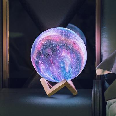 China Modern Remote Control LED Night Light Rechargeable 3D Moon Lamp 16 Colors Moon Touch Light For Bedroom Decoration for sale