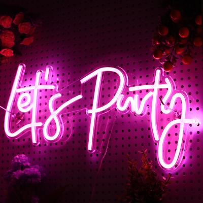 China Indoor and Outdoor Decoration New Arrival Wall Mounted Custom Letter Let's Party LED Neon Light for Indoor Party for sale