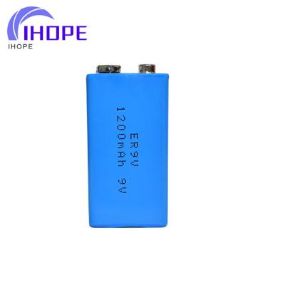 China Backup Power 9V 1200mAh ER9V Lithium Battery (Li-SOCl2) For Smoke Detectors for sale