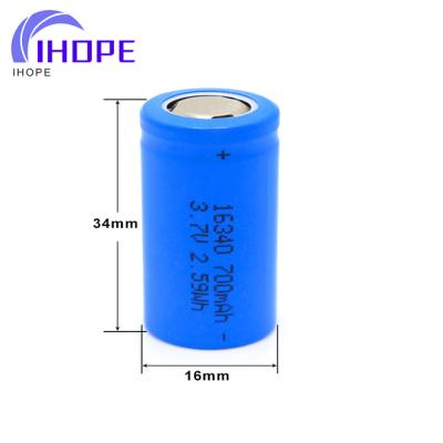 China Toys Button / China Flat Top 16340 Rechargeable 3.7V Battery for sale