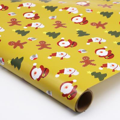 China 2022 Anticurl Special Design Brown Printed Kraft Paper Roll Gift Wrapping Paper For Christmas Gift Wrapping for sale