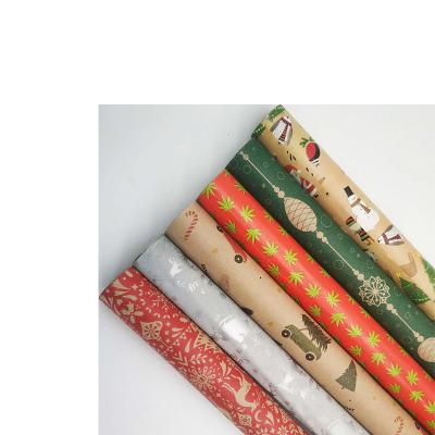 China Creative Custom Wrapping Paper Roll Rolling Paper Christmas Gift Brown Wrapping Paper Roll Anticurl for sale