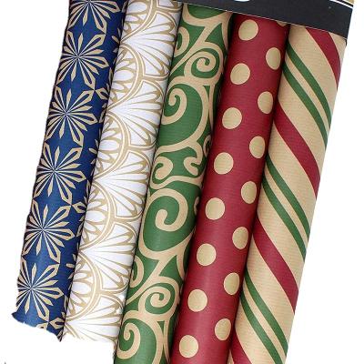 China Promotional Christmas High Quality Waterproof Beautiful Logo Printed Wrapping Paper Rolls Custom Made For Gift Wrapping for sale