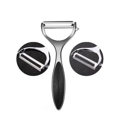 China Stocked Black Y Shape Non Slip Handle Potato Straight Stainless Steel Fruit Serrated Vegetable Peeler Kitchen for sale