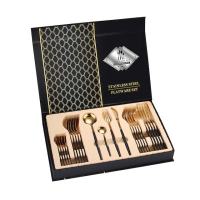 China 24 Piece Stainless Steel Knife Fork Teaspoon Spoon Teaspoon Silverware Sets Viable With Premium Gift Box for sale