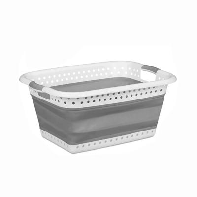 China 61*45.5*26.7cm High Capacity Modern Plastic Portable Space Saving Foldable Storage Handles Laundry Basket for sale