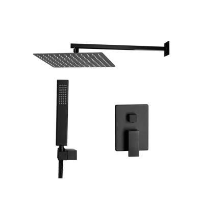 China With Mixer Luxury Black Luxury Rain Shower Bathroom System Shower Mount Sliding Bar Ceiling Combo Set for sale