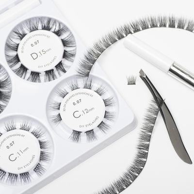 China Hot Sale DIY Feather Lashes Kits C CC D Loop 10MM 11MM 12MM 13MM 14MM 15MM Eyelashes 72 Groups Lashes Kit For Extension for sale