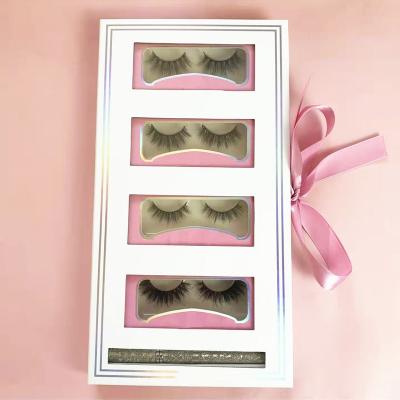 China 3D Natural Fake Natural Mink Lashes Long Fake Wicks OEM Long Clear Strips Customize Packaging Box for sale