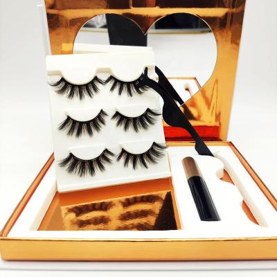 China 2021 Newest 3d Mink Magnetic Eyelash Boxes Private Vegan Label Long Natural Magnetic Eyelashes With Eyeliner Set for sale