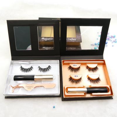 China Factory 3d Natural Long Magnetic Eyelash Boxes Private Label Vegan Magnetic Eyelashes With Magnetic Eyeliner Tweezers Set for sale