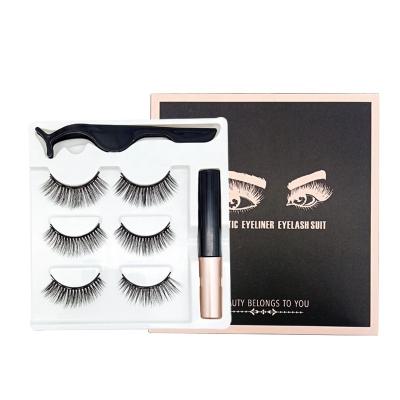 China Feather Private Label Faux Mink Magnet Luxury Eye Lashes Box 10 Magnet Eye Lashes With Eyeliner Set for sale