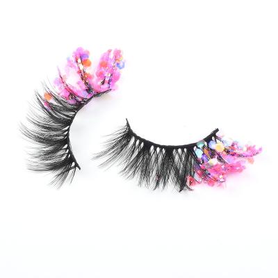 China 20mm Multi Colored Rainbow Colored Faux Mink And Two Tone Color Lashes Vegan Fake Lashes Wholesale for sale