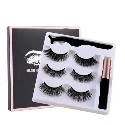 China Wholesale-Natural Long Magnetic Mink Or Silk Magnetic Highlights With Magnetic Eyeliner Kit Private Label Eyelash Tweezers Package for sale