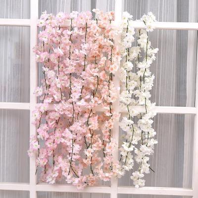 China Beautiful Colorful Hanging Silk Cherry Blossom Anemone Flower Peony Garland Pots Arrangement Artificial Flower Craft for sale