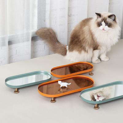 China Minimalist Cat Feet Series Colorful Mirror Tray For Table Storage for sale